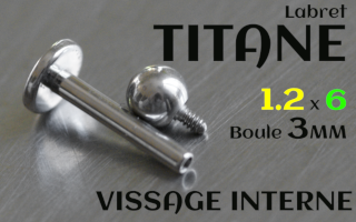 Labret Titane 1.2 x 6 - boule 3 mm
