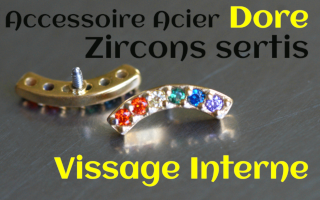 Accessoire Acier Dore Vissage interne Zircons sertis