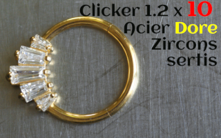 Clicker Acier Dore 1.2 x 10 zircons sertis