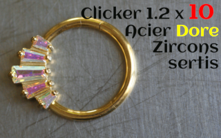 Clicker Acier Dore 1.2 x 10 zircons sertis