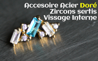 Accessoire Acier Dore Zircons sertis