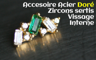 Accessoire Acier Dore Zircons sertis