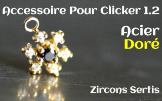 Accessoire Acier Dore pour clicker 1.2 zircons sertis