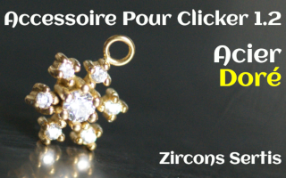 Accessoire Acier Dore pour clicker 1.2 zircons sertis