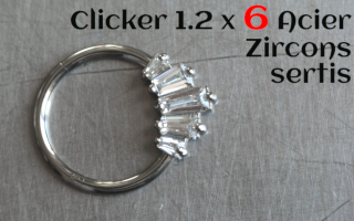 Clicker Acier 1.2 x 6 zircons sertis