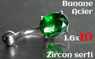 Banane Acier 1.6x10 - zircon serti