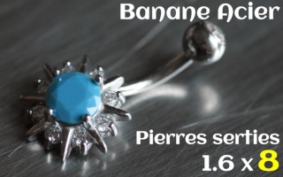 Banane Acier 1.6 x 8 - zircons sertis