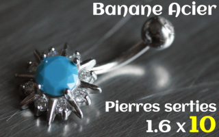 Banane Acier 1.6 x 10 - zircons sertis