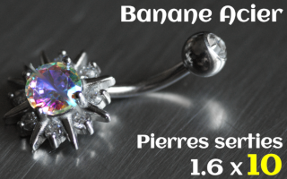 Banane Acier 1.6 x 10 - zircons sertis