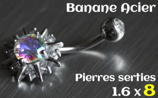 Banane Acier 1.6 x 8 - zircons sertis