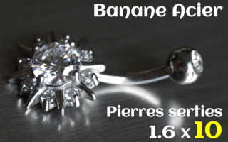 Banane Acier 1.6 x 10 - zircons sertis