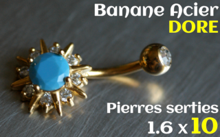 Banane Acier Dore 1.6 x 10 - zircons sertis