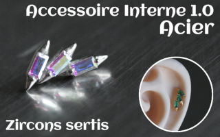 Accessoire pour tige insersée 1.2 - vissage 1.0 - Acier- zircons sertis