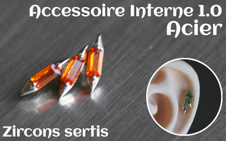 Accessoire pour tige insersée 1.2 - vissage 1.0 - Acier- zircons sertis