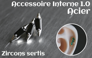 Accessoire pour tige insersée 1.2 - vissage 1.0 - Acier- zircons sertis