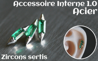 Accessoire pour tige insersée 1.2 - vissage 1.0 - Acier- zircons sertis