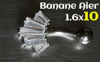 Banane Acier zircons sertis 1.6 x10