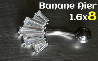 Banane Acier zircons sertis 1.6 x8