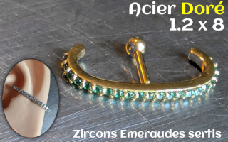 1.2 x 8 - Acier Doré- zircons sertis