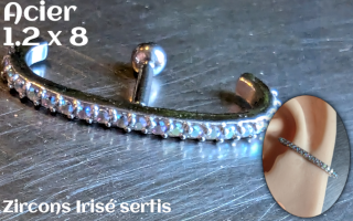 1.2 x 8 - Acier- zircons sertis irise