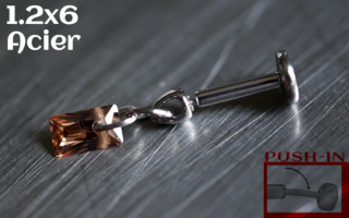 Labret Push-in 1.2x6 Acier - zircon ambre