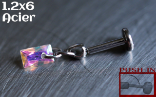 Labret Push-in 1.2x6 Acier - zircon AB