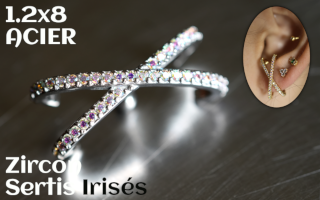 1.2 x 8 - Acier- zircons sertis irise