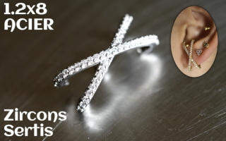 1.2 x 8 - Acier- zircons sertis cristal