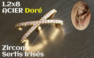 1.2 x 8 - Acier Dore- zircons sertis irise