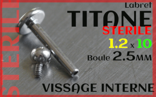 Labret Titane 1.2 x 10 - boule 2.5 mm STERILE