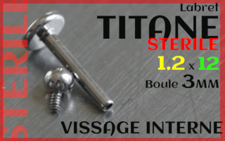 Labret Titane 1.2 x 12 - boule 3 mm STERILE