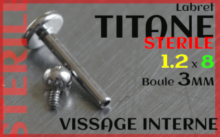 Labret Titane 1.2 x 8 - boule 3 mm STERILE