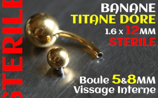 Bananes 1.6 x 12 vissage interne - 5 et 8 mm TITANE Dore STERILE