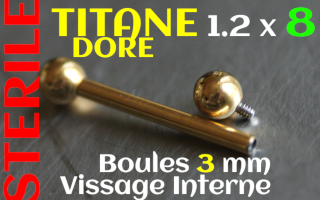 Microbell Titane Dore vissage interne 1.2_x 8 - boules 3mm STERILE