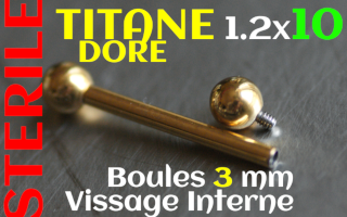 Microbell Titane Dore vissage interne 1.2_x 10 - boules 3mm STERILE