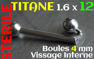 Barbell Titane vissage interne 1.6_x 12 - boules 4mm STERILE