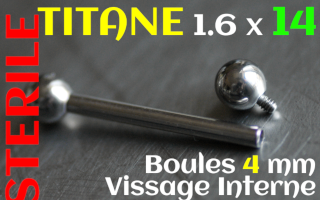 Barbell Titane vissage interne 1.6_x 14 - boules 4mm STERILE