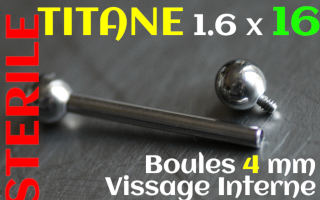 Barbell Titane vissage interne 1.6_x 16 - boules 4mm STERILE