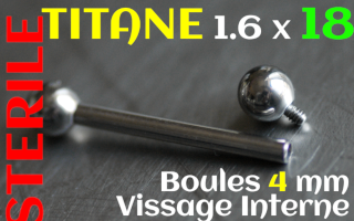 Barbell Titane vissage interne 1.6_x 18 - boules 4mm STERILE