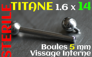 Barbell Titane vissage interne 1.6_x 14 - boules 5mm STERILE