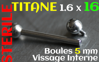 Barbell Titane vissage interne 1.6_x 16 - boules 5mm STERILE