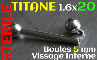 Barbell Titane vissage interne 1.6_x 20 - boules 5mm STERILE