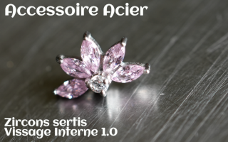 Accessoire Acier - vissage interne - zircons sertis