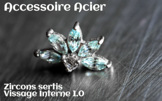 Accessoire Acier - vissage interne - zircons sertis