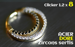 Clicker 1.2 x 8 Acier Dore - zircons sertis