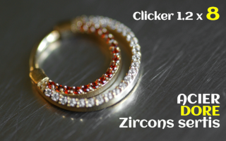 Clicker 1.2 x 8 Acier Dore - zircons sertis