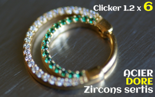 Clicker 1.2 x 6 Acier Dore - zircons sertis