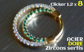 Clicker 1.2 x 8 Acier Dore - zircons sertis