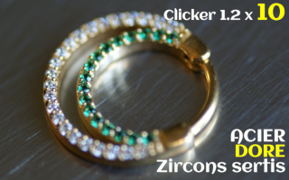 Clicker 1.2 x 10 Acier Dore - zircons sertis