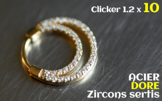 Clicker 1.2 x 10 Acier Dore - zircons sertis